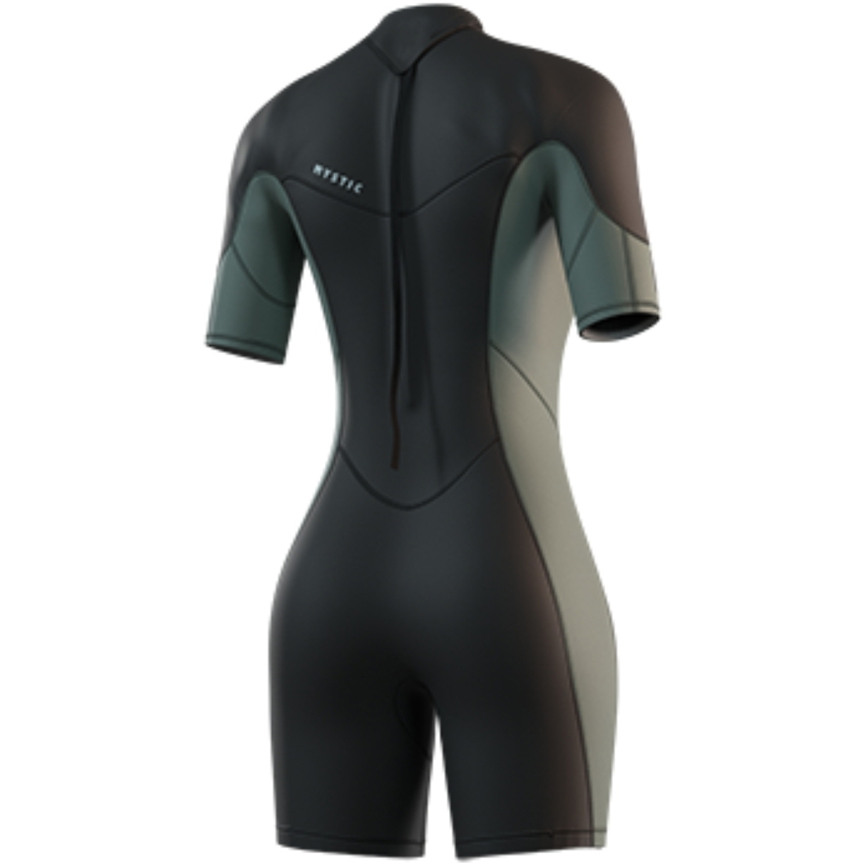 2026 Mystic Mujer Brand 3/2mm Back Zip Flatlock Shorty Neopreno 35000.250064 - Dark Olive